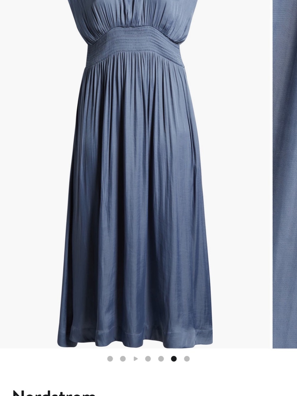 Nordstrom Blue Satin Maxi Dress with Smocked Waist EUC Size 2X